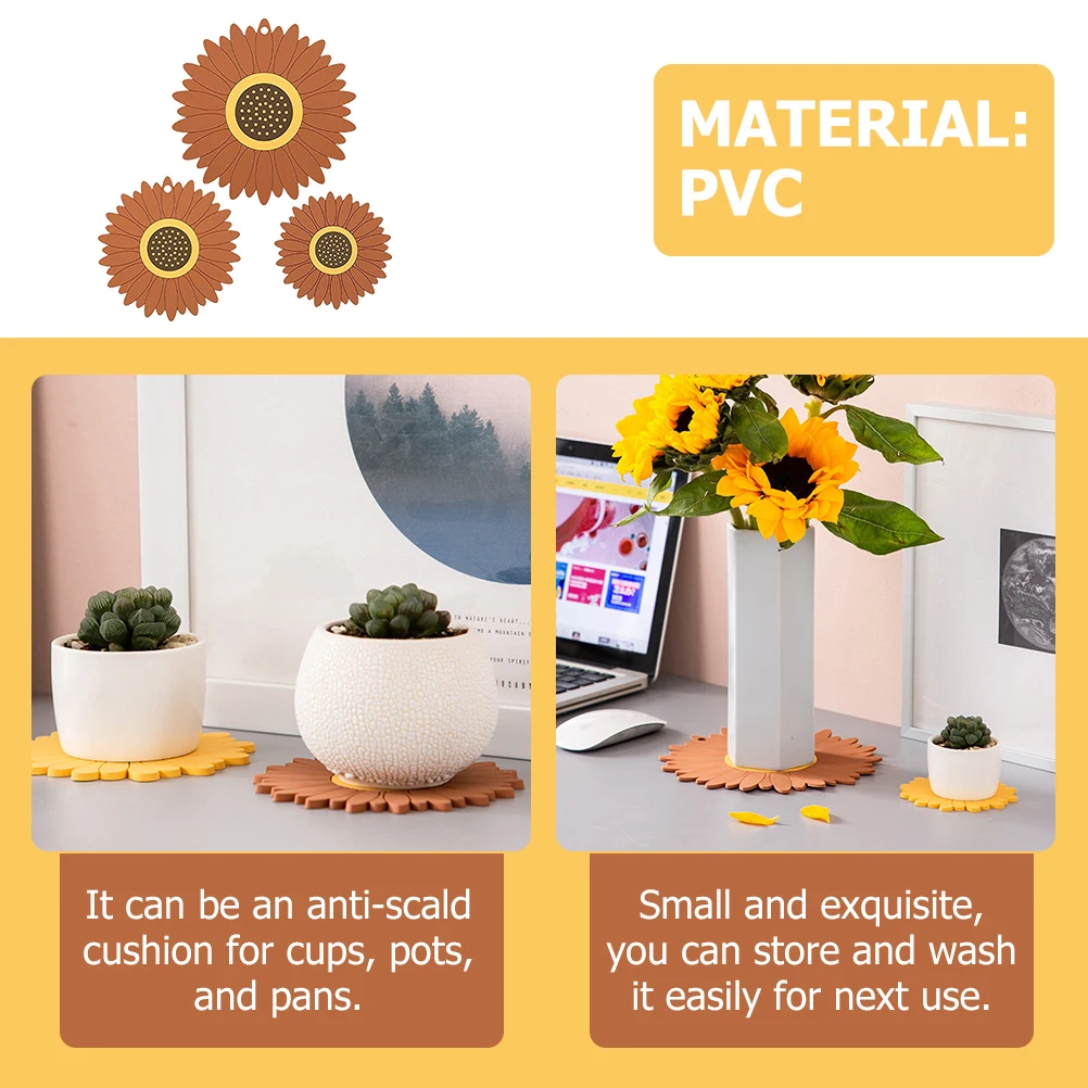 

3 Pcs Glass Pot Cushion Thermal Coaster Holders Trivets for Hot Dishes Pvc Heat Resistant Place Mat