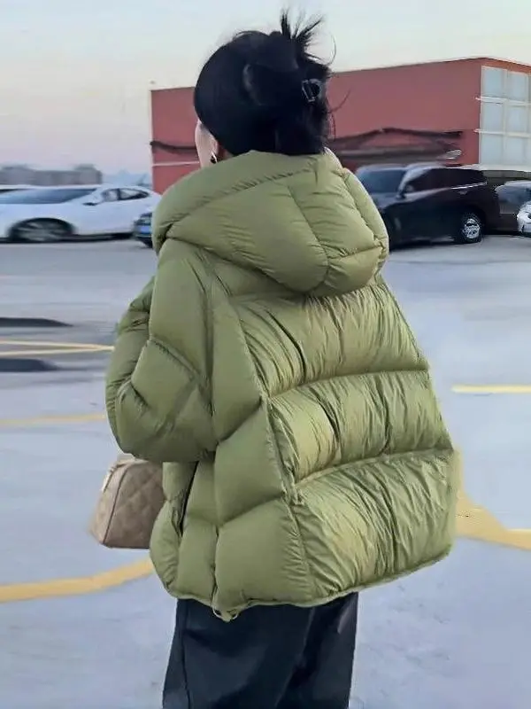 

Зеленая женская короткая куртка из утиного пуха в корейском стиле с дизайном в виде черепахи на спине, новинка зимы, теплая, из полиэфирного волокна
