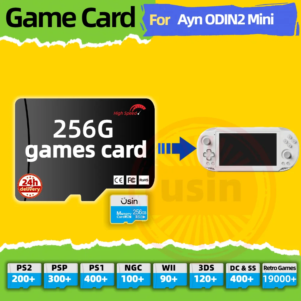 Game Card For Ayn Odin 2 Mini Odin2 Mini TF Retro Games PS2 PSP PS1 Android portable Handheld Gaming SD Card High Speed 256G