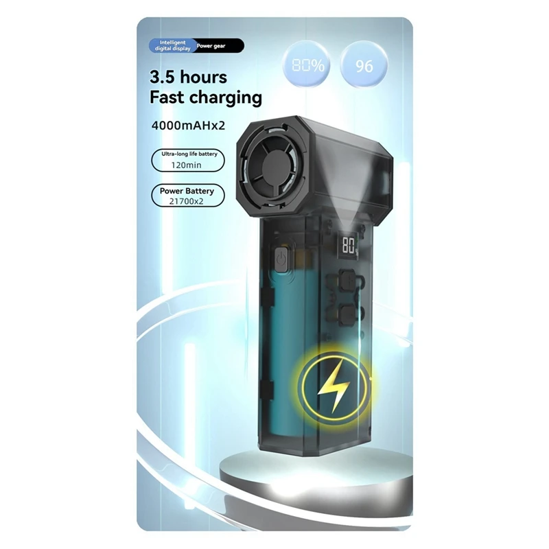ABBN-พัดลมโบลเวอร์รุนแรงเทอร์โบแบบเป่าและดูดกําลังสูง 130000 RPM Air Duster เครื่องเป่าผมไร้สาย