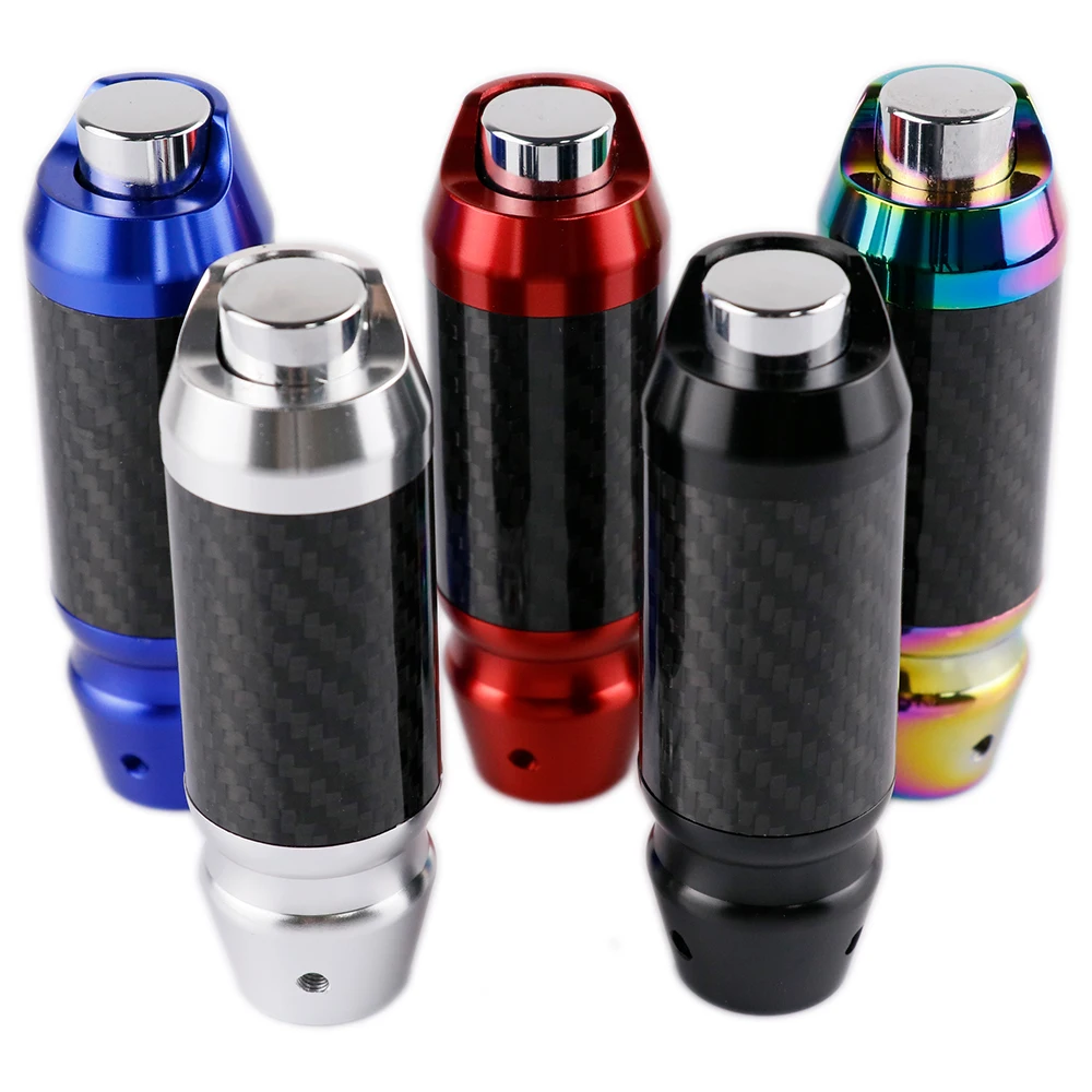 JDM Carbon Fiber Aluminum Automatic Stick Gear Shift Knob Push Down shifter 14/10cm