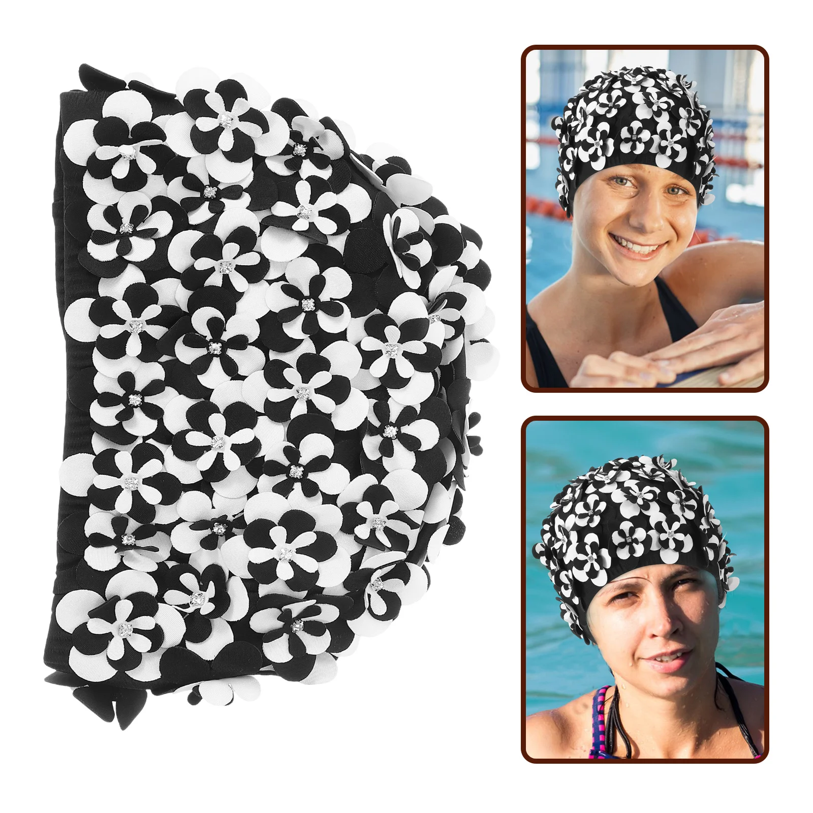 

1 Piece Flower Swimming Cap for Women with Long Hair Comfortable Fit Swim Hat Lightweight Hair Protection Floral Swim Cap