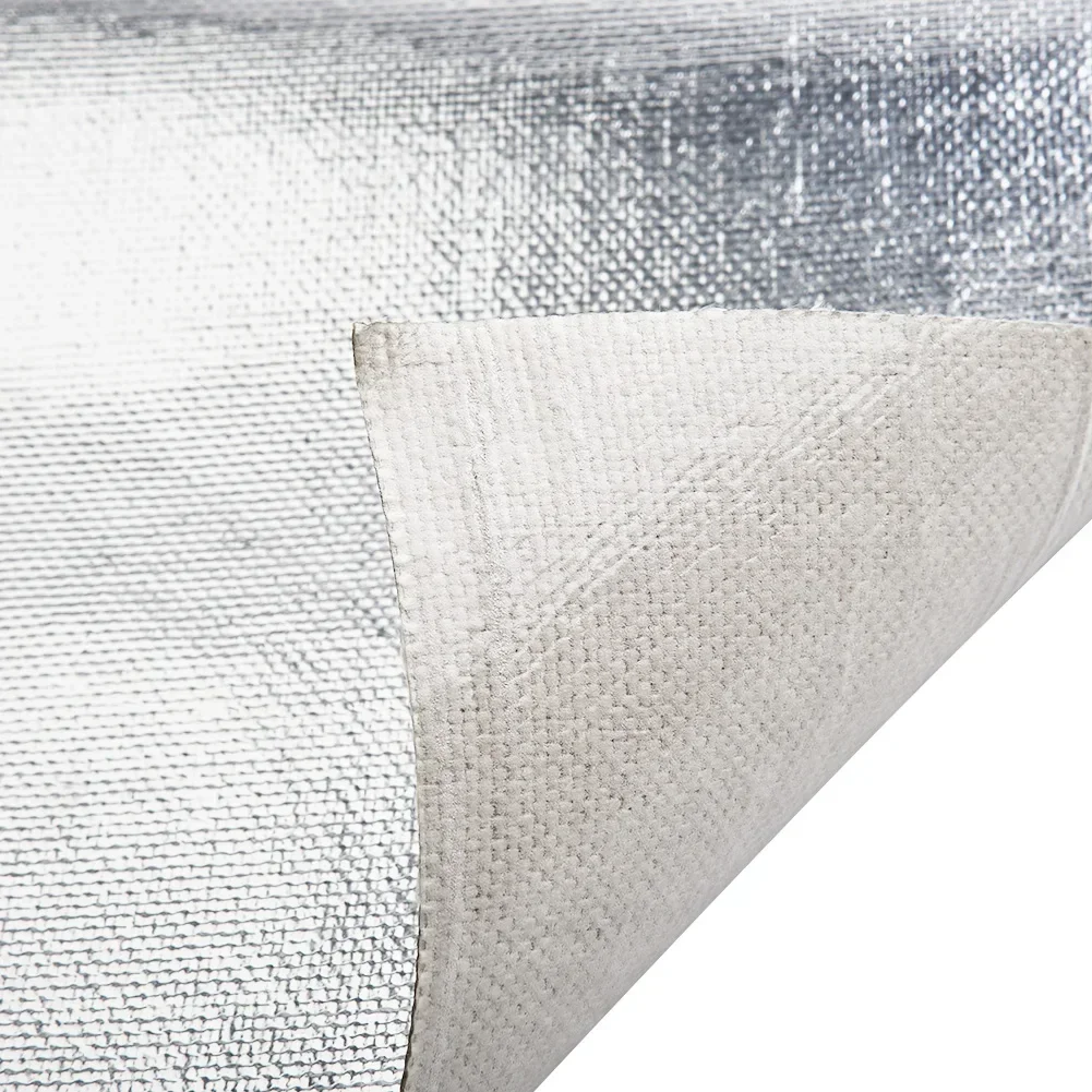 25x50 سنتيمتر سيارة طبقة حماية الحرارة مقاومة للحريق حصيرة عازلة للحرارة E-الزجاج النسيج مع الألومنيوم المغلفة مقاومة درجات الحرارة العالية #3