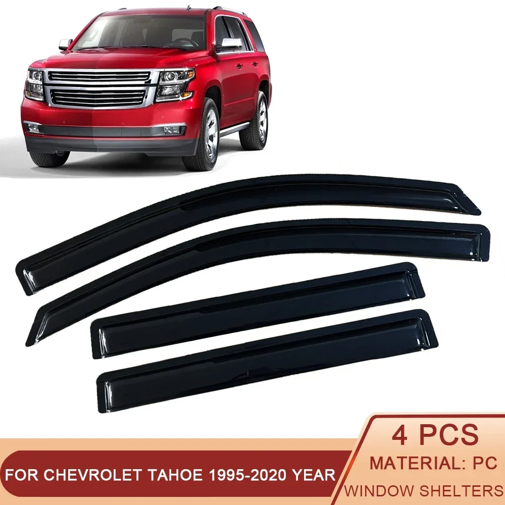 

For Chevrolet Tahoe GMT 1995-2020 Auto Black Tinted Car Side Window Visor Guard Vent Awnings Shelters Rain Guard Door Ventvisor