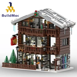 Alpine Lodges Building Blocks Set Winter Architecture House Bricks Building Blocks Kits Hotel Model Toy For Kids Christmas Gifts