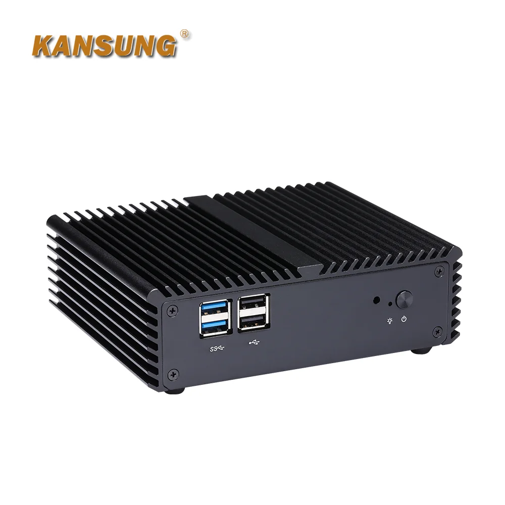 Laag stroomverbruik 2 LAN 2 HD Intel Pentium J3710 Braswell Quad Core Processor Fanless 12V X86 Single Board Nettop Mini PC