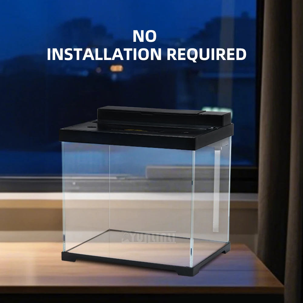 ใหม่ปลาทองขนาดเล็กต่อสู้ถังปลาเป็นมิตรกับสิ่งแวดล้อม Desktop Aquarium ภูมิทัศน์ตกแต่งบ้านถังปลาขนาดกะทัดรัดสําหรับสัตว์เลี้ยงน้ํา