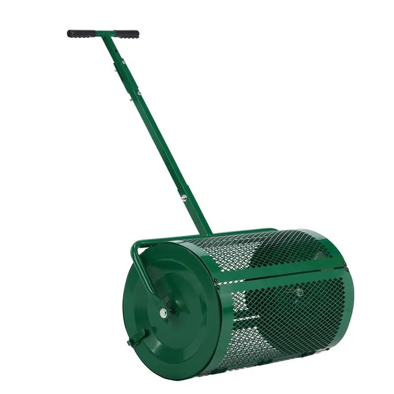 Rodillo de hierba de hierro de 24 pulgadas con mango verde de doble propósito (empuje manual y remolque para ATV)