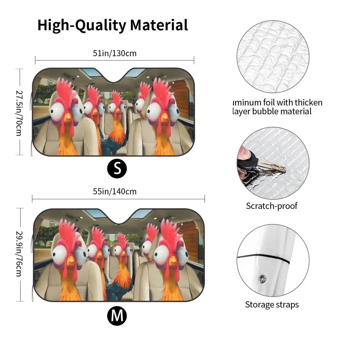 مضحك سائق الدجاج ظلة الزجاج الأمامي الحيوانات موضة نافذة السيارة الأمامية قناع 76x140 سنتيمتر الشمس قناع اكسسوارات يغطي