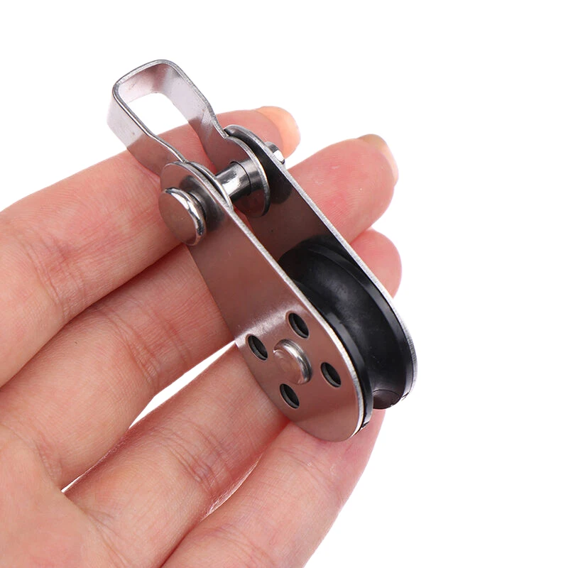 25mm 304 316 Stainless Steel Single Wheel Block Rope Runner Pulley Swivel Lifting Load Bearing Kayak Boat Part