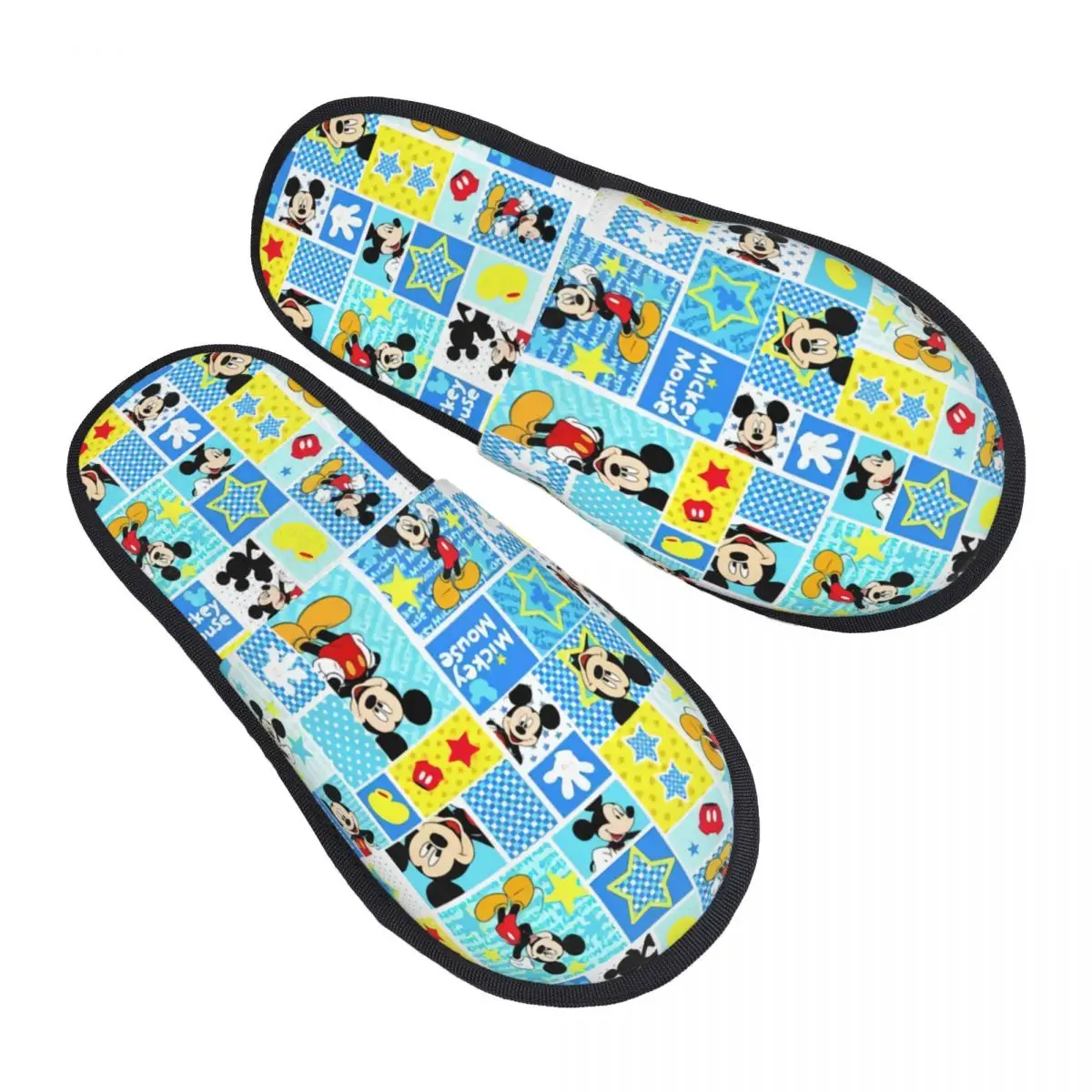 Custom Print Women Mickey Mouse Collage Cartoon House Slippers Cozy Warm Memory Foam Fluffy Slipper Indoor Outdoor Shoes