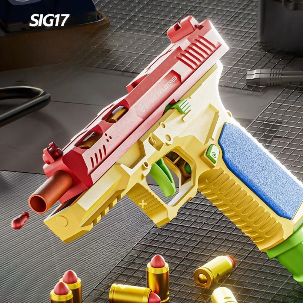 G17 피젯 토이 건 권총 탄피 배출 연속 발사 총 야외 스포츠 사격 게임 어린이 생일 선물