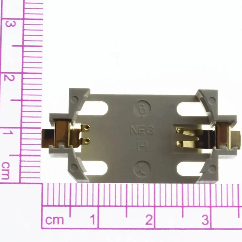 Soporte de batería de parche CR2450, soporte de batería de botón de celda chapado en oro, soporte de caja de enchufe de batería de moneda de botón