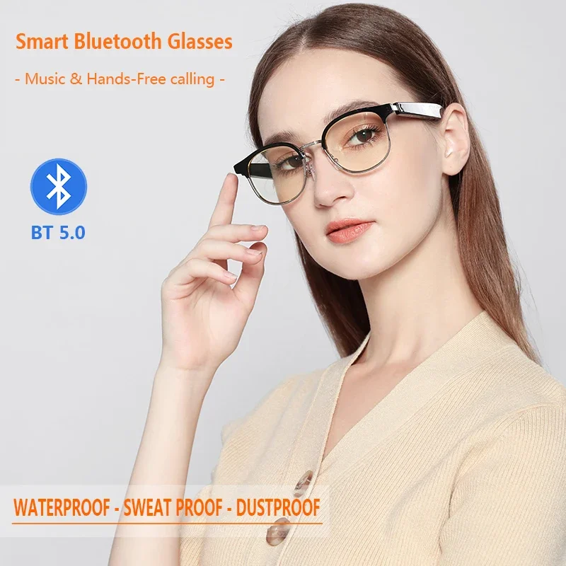 Smart Bluetooth Glasses Bluetooth 5.0 Smart Glasses Headset Sunglasses Mobile Phone Machinable Anti-UV Photochromic Eyewear