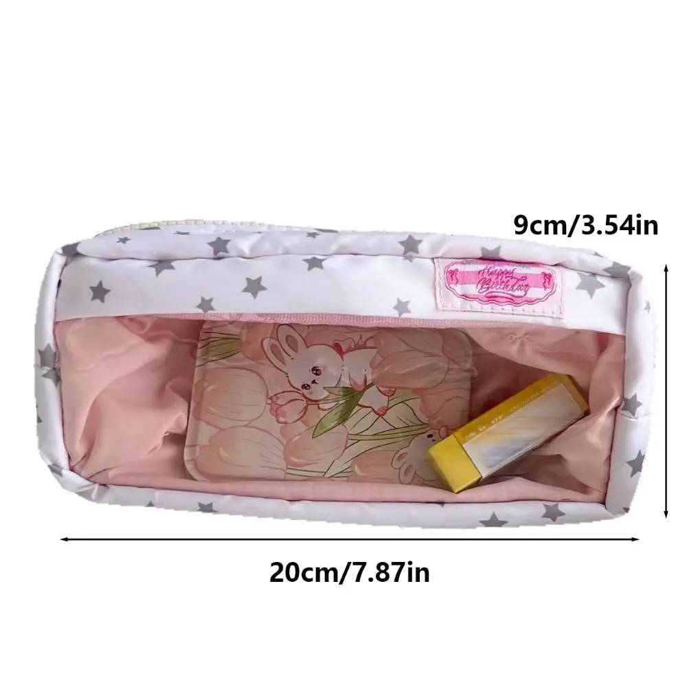 Simple Star Pattern Handheld Pen Bag Large Capacity Multifunctional Pencil Case Stationery Bag Students
