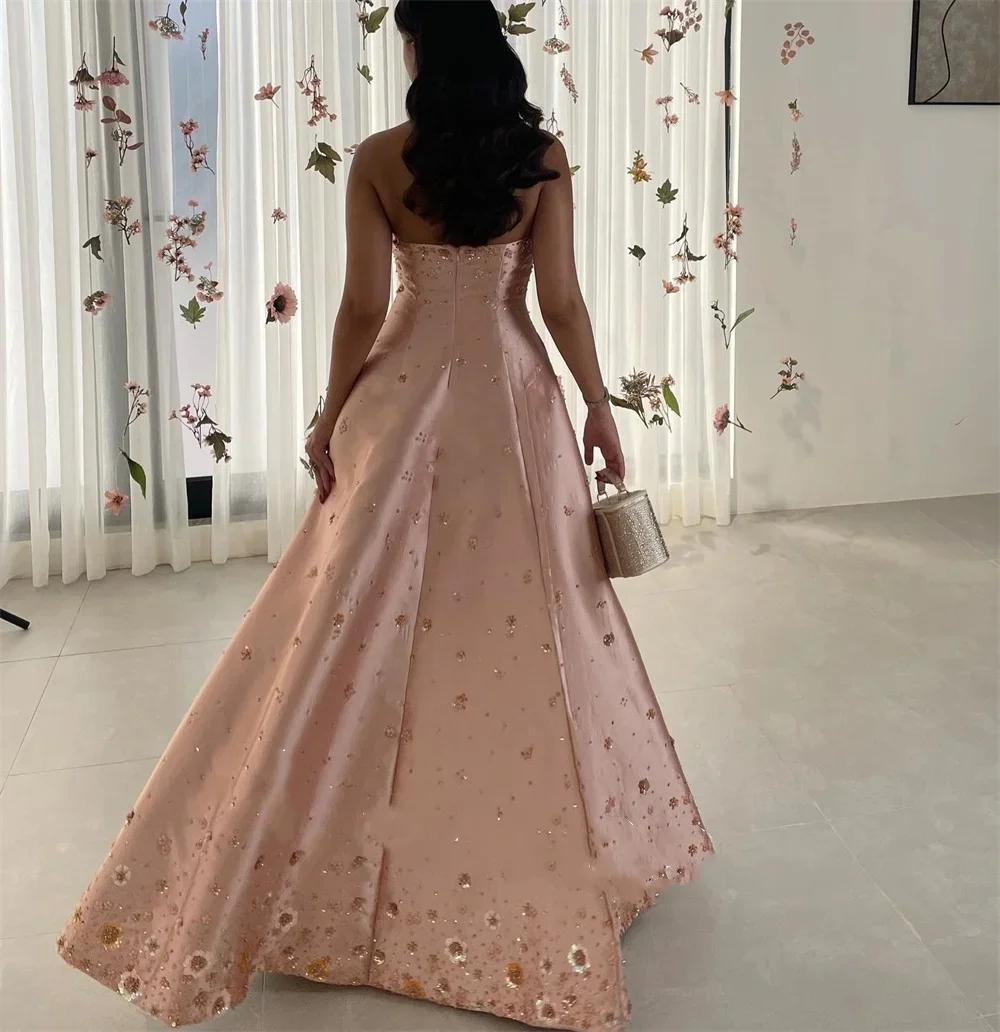 Customized Luxury Long Evening Dresses for Special Occasions Strapless Floor-Length Arabia Dubai Women Gala Prom Party Gown 2025