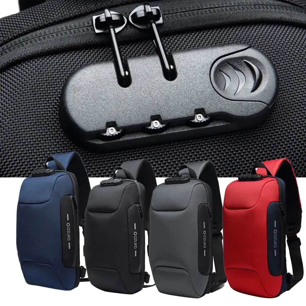 Bolso cruzado con carga USB para hombre, bolsa de pecho antirrobo, bolsos de hombro, Mensajero de viaje impermeable, venta al por mayor