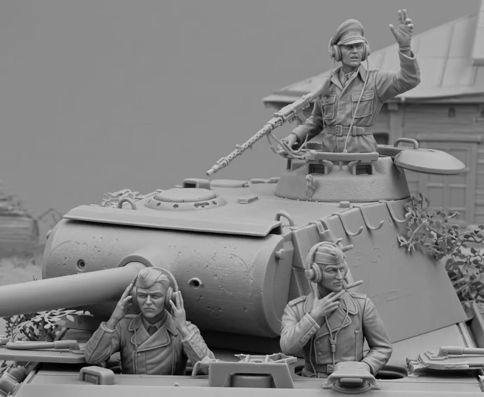 Harzfigur im Maßstab 1:35, zusammengebauter Modellbausatz, Hobby-Miniaturpanzer, Soldat, 3 Personen, unmontiert und unbemalt, DIY-Spielzeug 2265