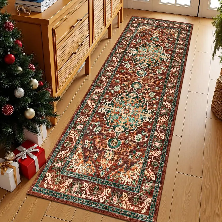 

2 x 6 ковриков для прихожей в стиле бохо, нескользящий моющийся винтажный ковер с акцентом на фермерский дом для кухни, прихожей, прачечной и лежа