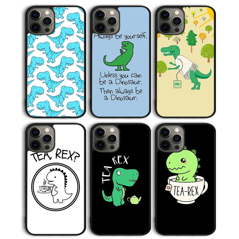 Cute Dinosaur Tea Rex Phone Case Back Cover for iPhone 16 15 SE2020 14 13 11 12 Pro Max mini XS XR X PlusS Shell Coque