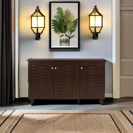 Wholesale Interiors Winda Modern And Contemporary 3-Door Dark Brown Wooden Entryway Shoes Storage Cabinet