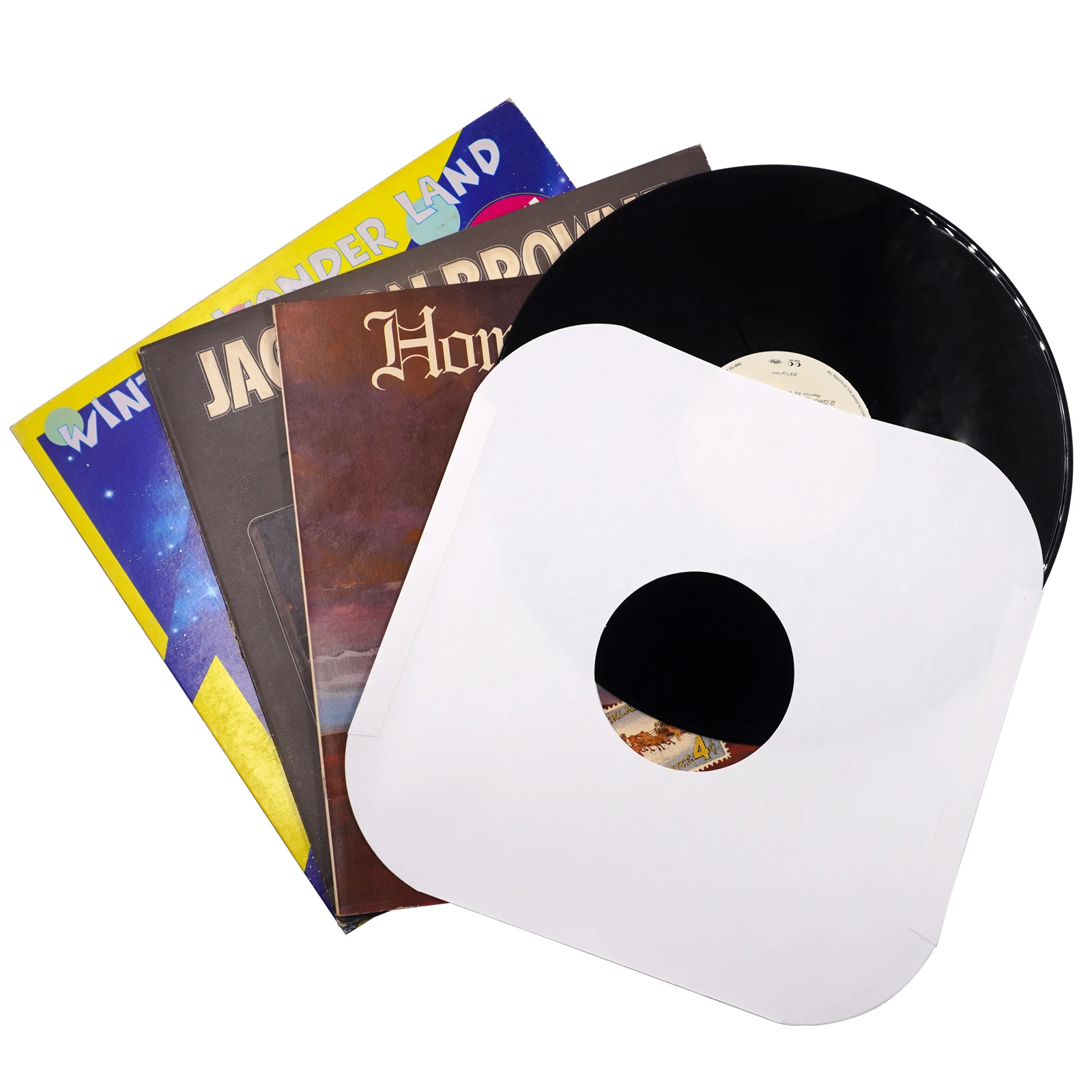 Hot 20 Pcs ACID FREE Anti-static White Kraft Paper Inner Sleeve 12 Inch LP Record With Hole and Round Corner Inner Bag Protector