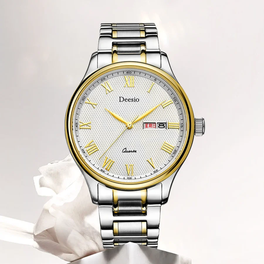 Deesio Luxury Business Couple Watches Quartz Movement Waterproof Complete Calendar Wristwatch watches for women