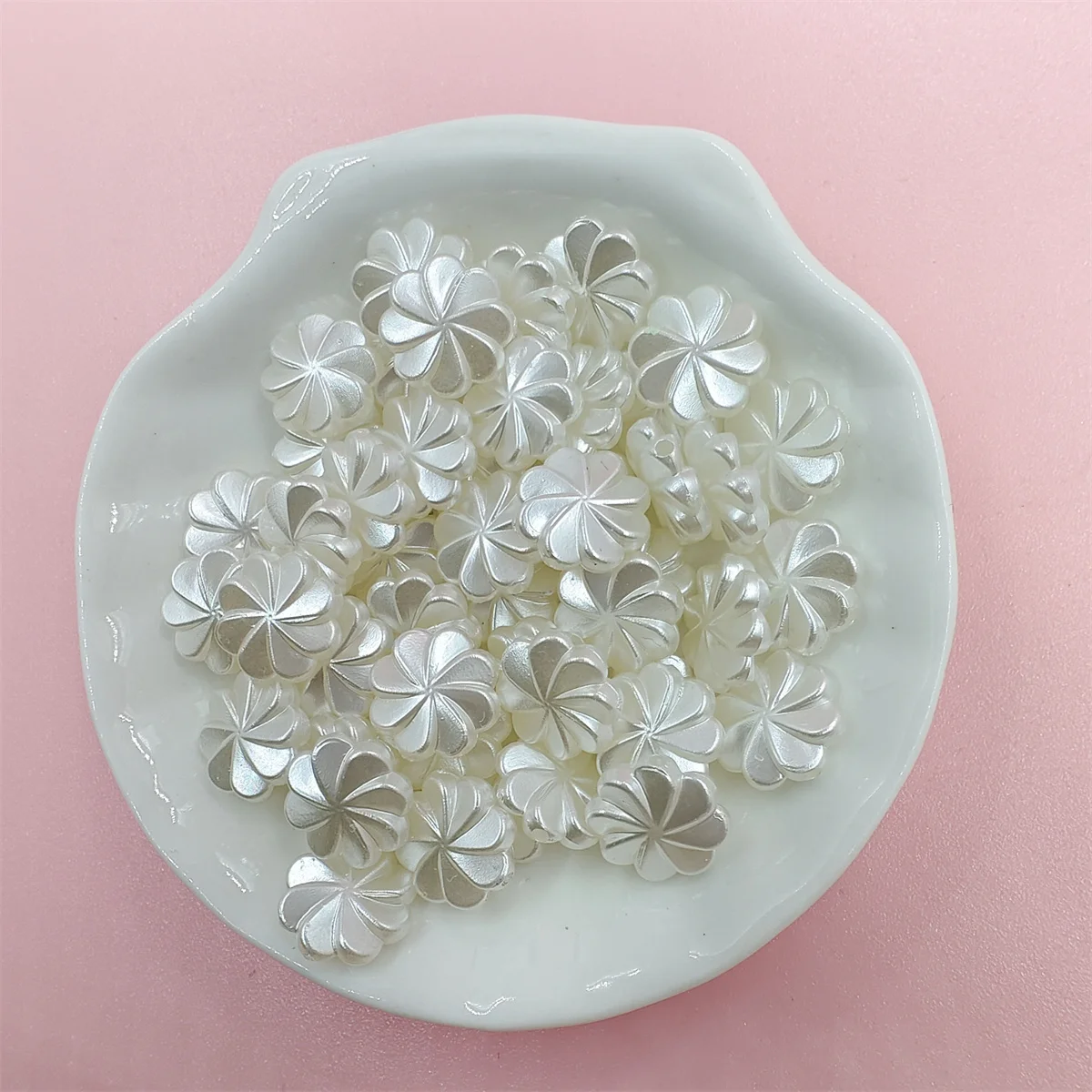 50/100Pcs Perforated Flower Type Loose Beads Bracelet Making Jewelry Accessories Pearl Necklace DIY Fashion ABS