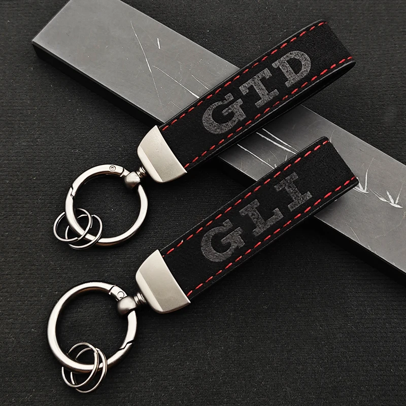 2025 High Grade Luxury Leather Keyring Men Women Key Chain Rings Logo GLI GTD Car Keychain Accessories
