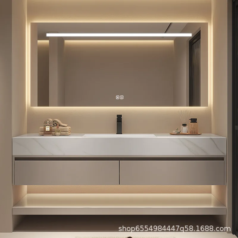 

Funky Bathroom Vanities Double Bar Washbasin Rock Slab Bathroom Cabinet Combination Ceramic Nordic Gabinete Unique Furniture