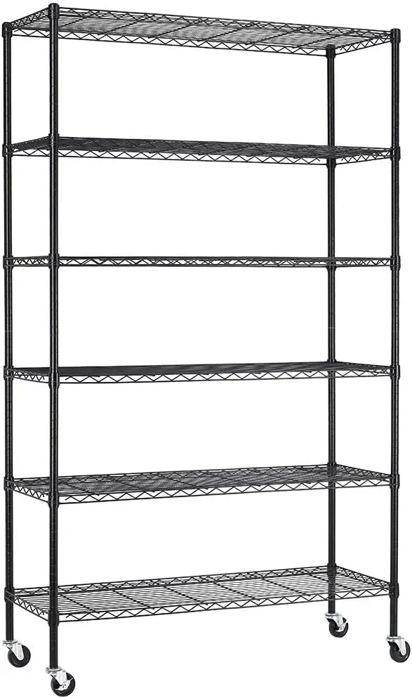 

18x48x72 Inch Commercial Wire Shelving Unit with Wheels 6 Tier Heavy Duty Layer Rack Storage Metal Shelf Garage Organizer