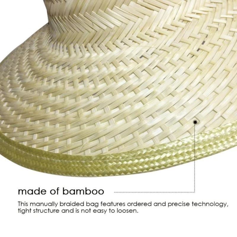 Bamboo Woven Straw Hat for Adults Breathable Sun Protective Outdoor Fishing