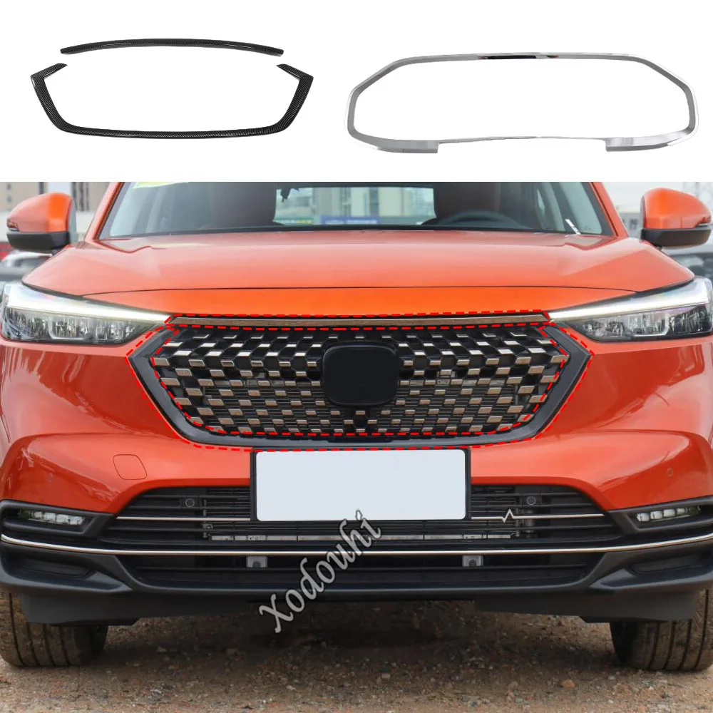 For Honda XR-V ZR-V HR-V Vezel 2022 2023 2024 ABS Chrome Front Middle Center Grille Frame Trim Car Styling Accessories HRV ZRV