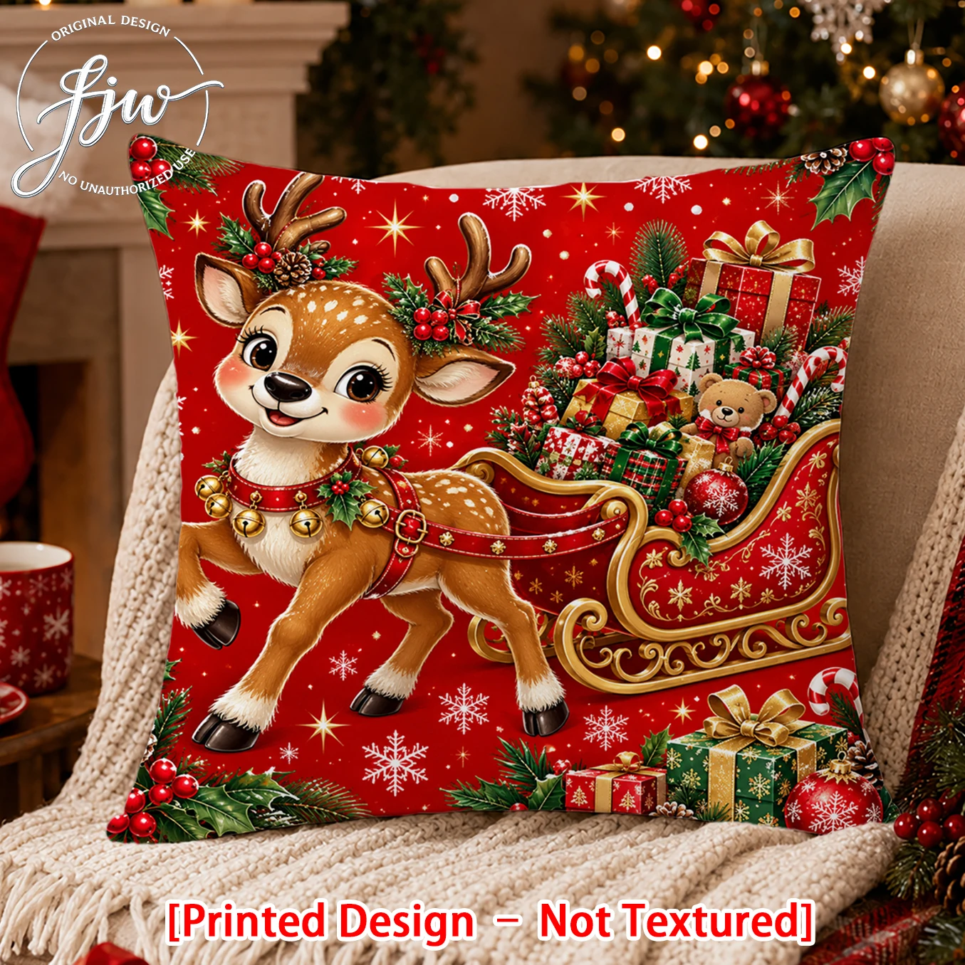 1pc Christmas Throw Pillow Covers Cute Reindeer Santa Snowman Nutcracker Holiday Cushion Covers for Sofa Couch