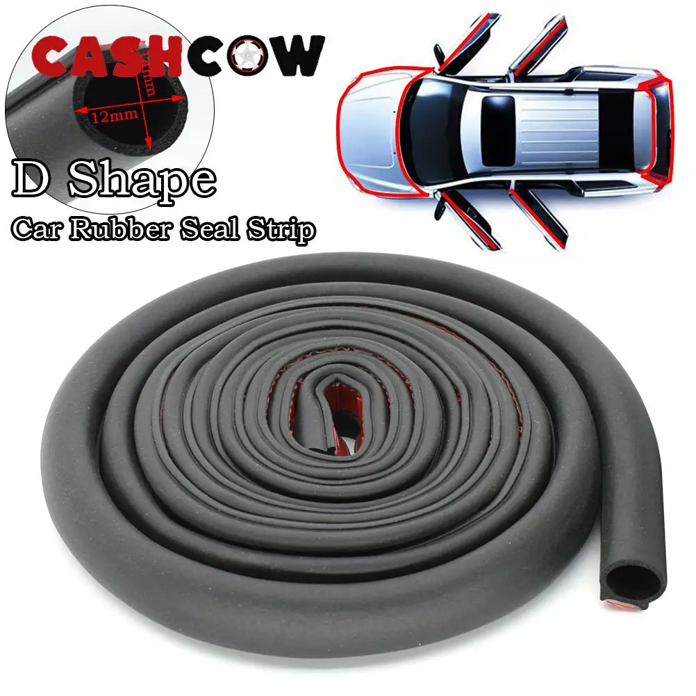 CASHCOW Car 2m 6m Universal Rubber Door Seal Strip Big D-Type Sealing Weatherstrip Noise Insulation EPDM Waterproof For Auto