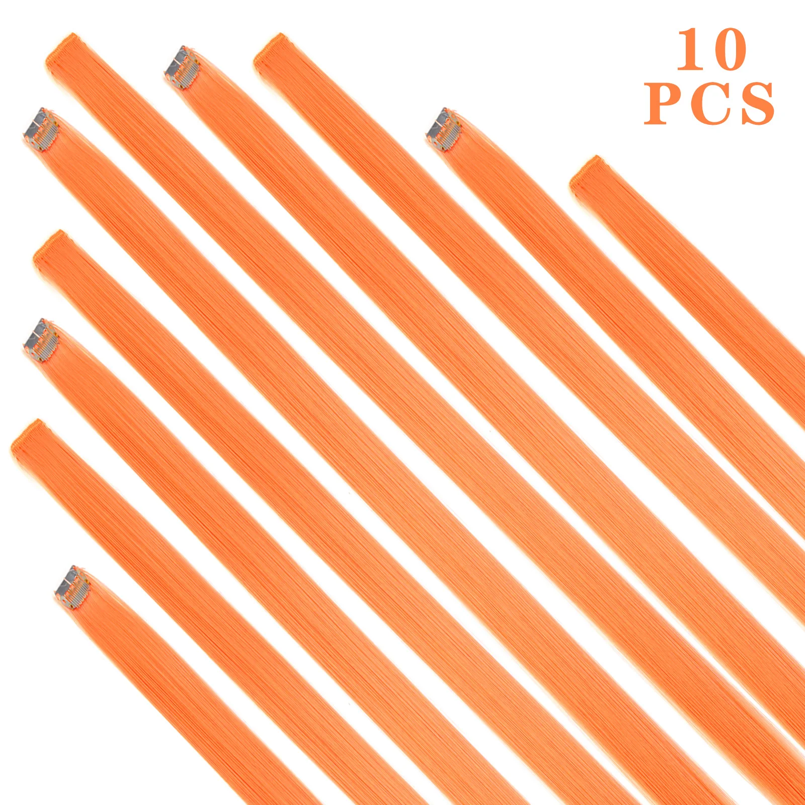 Synticthe Clip in Hair Extensions 10pcs/pack Colored Party Cosplay 22 Inches for Fairy Hairpieces Long Straight Hair Extensions