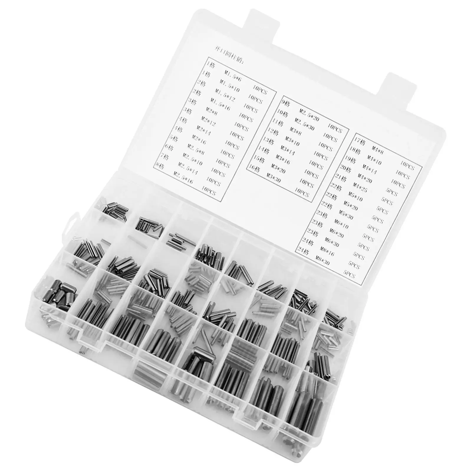 280 قطعة دبابيس التوتر الفولاذ المقاوم للصدأ مجموعة M1.5 M2 M2.5 M3 M4 M5 M6 M8 مع صندوق منظم بلاستيكي للتثبيت والإصلاح #6