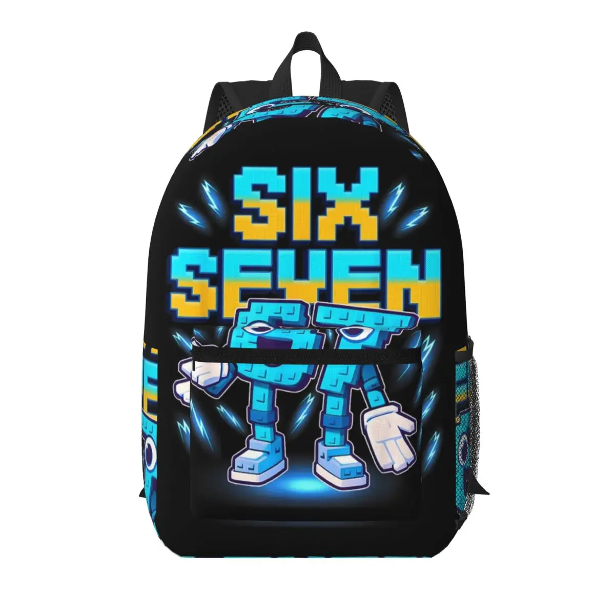 Number 67 Building Blocks Print Student Backpack School Bag Hiking Travel Daypack for Men Women Bookbag Shoulder Bags