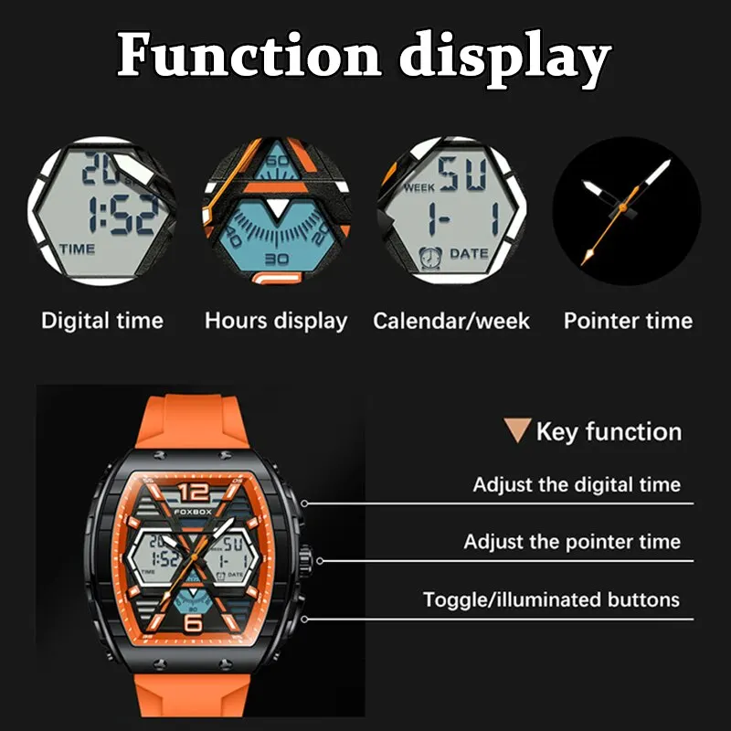 2024 Top Brand Luxury Men Watches Fashion Silicone Watch Men Casual Waterproof Dual Display Watch For Men Relogio Masculino