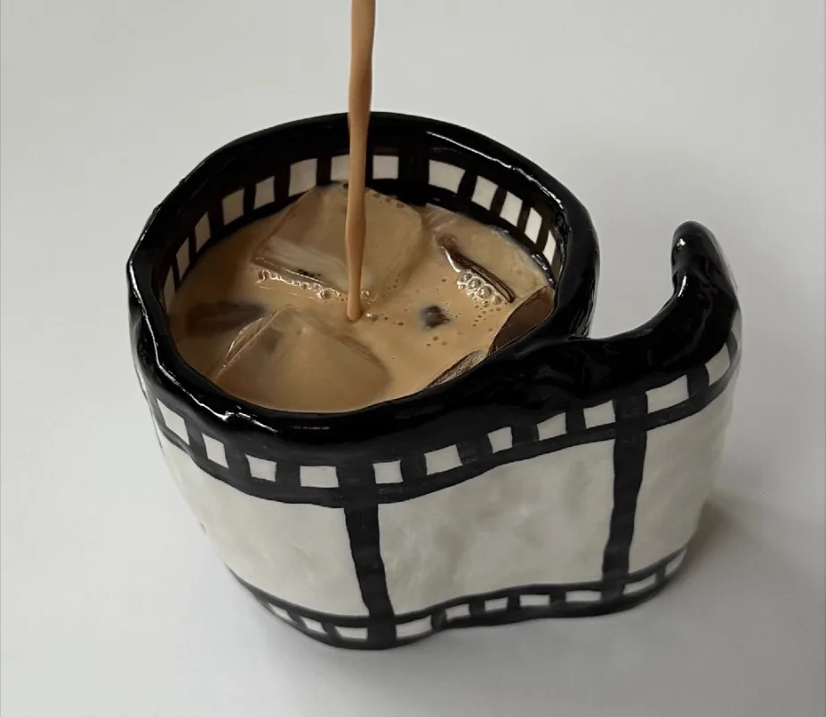 

Vintage Film Roll Cup - Artisan Handcrafted Ceramic Mug for Tea Enthusiasts