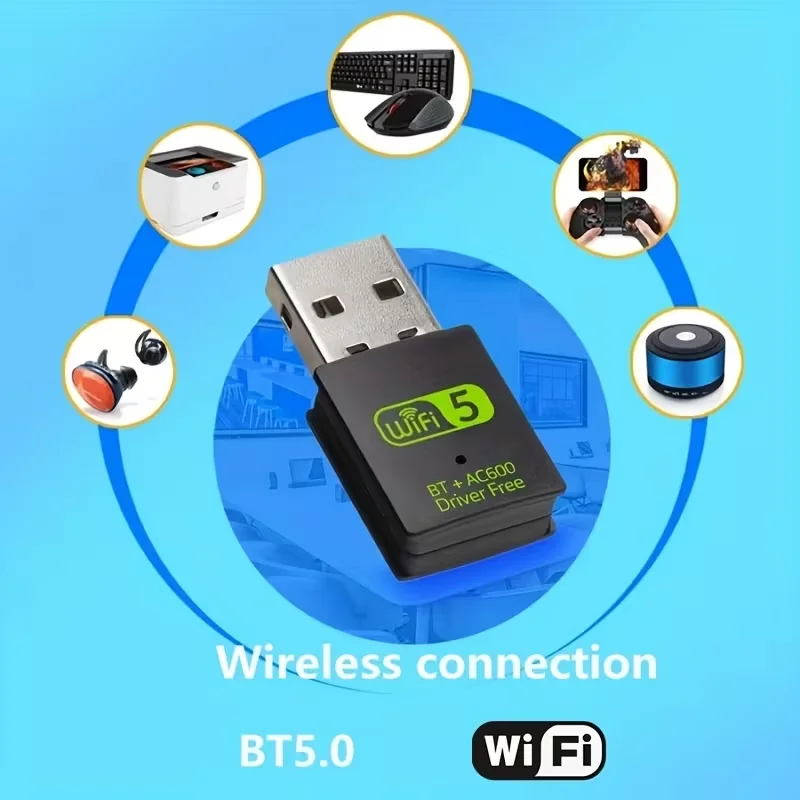 USB Wireless Wifi/Bluetooth Adapter 600Mbps Wifi Dongle Dual Band 2.4G/5G Wi-Fi Receiver for Laptop PC image 5