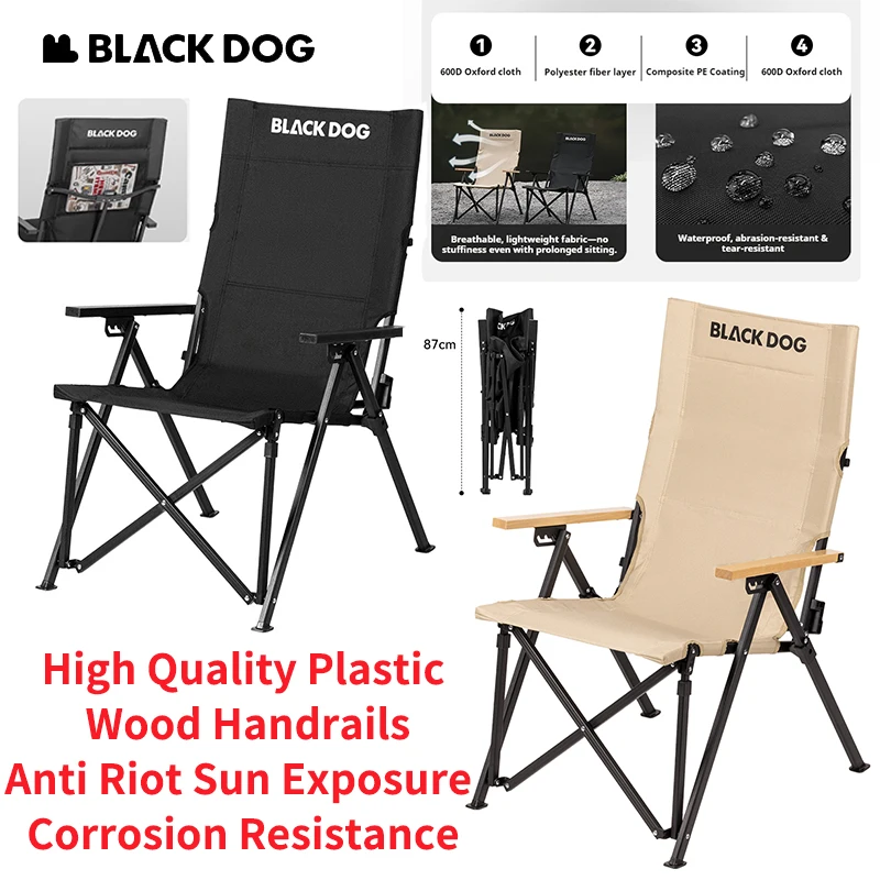 

Naturehike BLACKDOG T1 High Back Folding Lounge Chair Aluminum Alloy Chair Frame Support With High Backrest Adjustable In 4Level