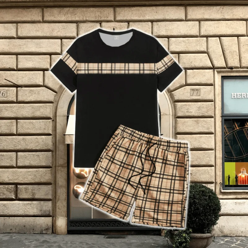 

New Summer 3D Printed Men's Round Neck Short Sleeved T-shirt Set Shorts Set High-quality Casual Fashion Street Sports Set Moto