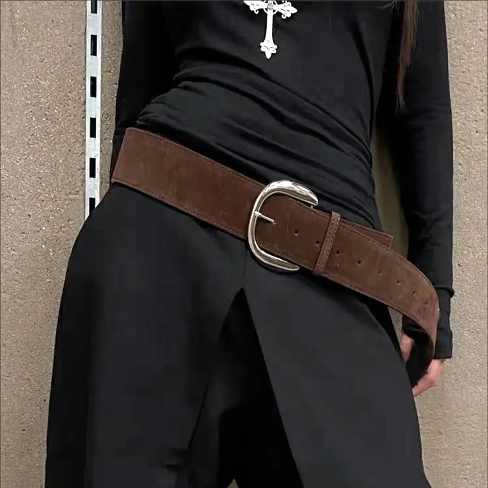 الرجعية جلد الغزال حزام عريض المرأة الفاخرة العصرية حزام الخصر عادية تنوعا دبوس مشبك حزام بنطلون أحزمة فستان الهدايا #4