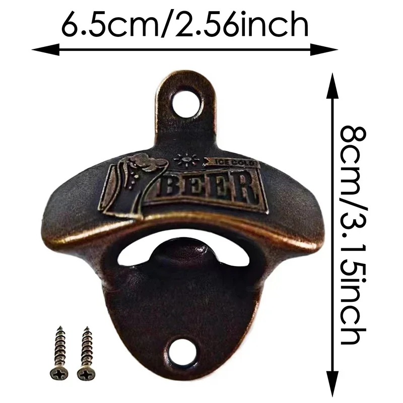 1pc Bottle Opener Wall Mounted Retro Decorative Beer Opener for Bar Pub BBQ DIY Alloy Opener Home Decor Kitchen Gadgets