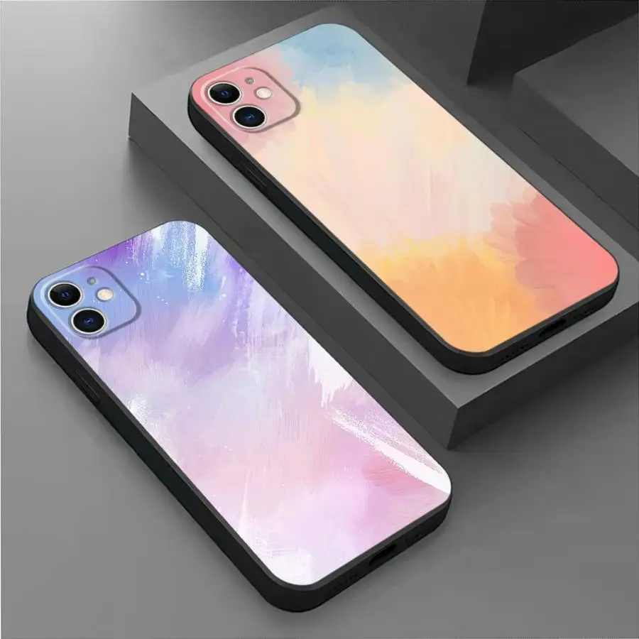 Color Oil Painting Style Cover Phone Case for iPhone 16 14 13 15 Pro Max 11 Pro 12 Mini SE X XS Max XR 7 8 TPU Soft image 5