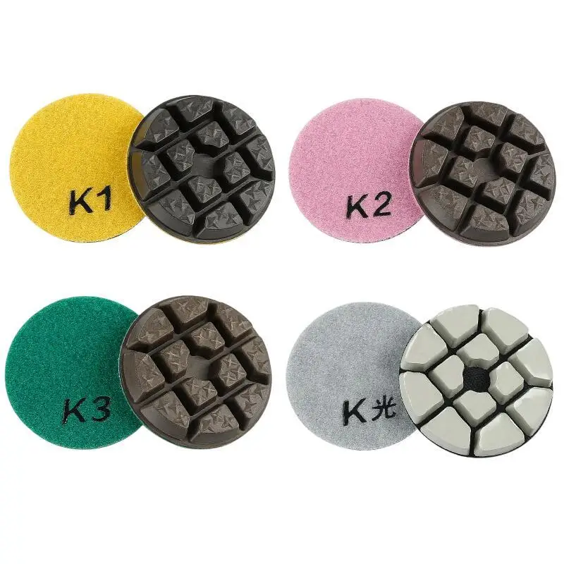 

3 Inch 4 Steps Concrete Floor Grinding Discs 4pcs 80mm Dry Diamond Polishing Pad for Concrete Cement Terrazzo Floor Polish Tool