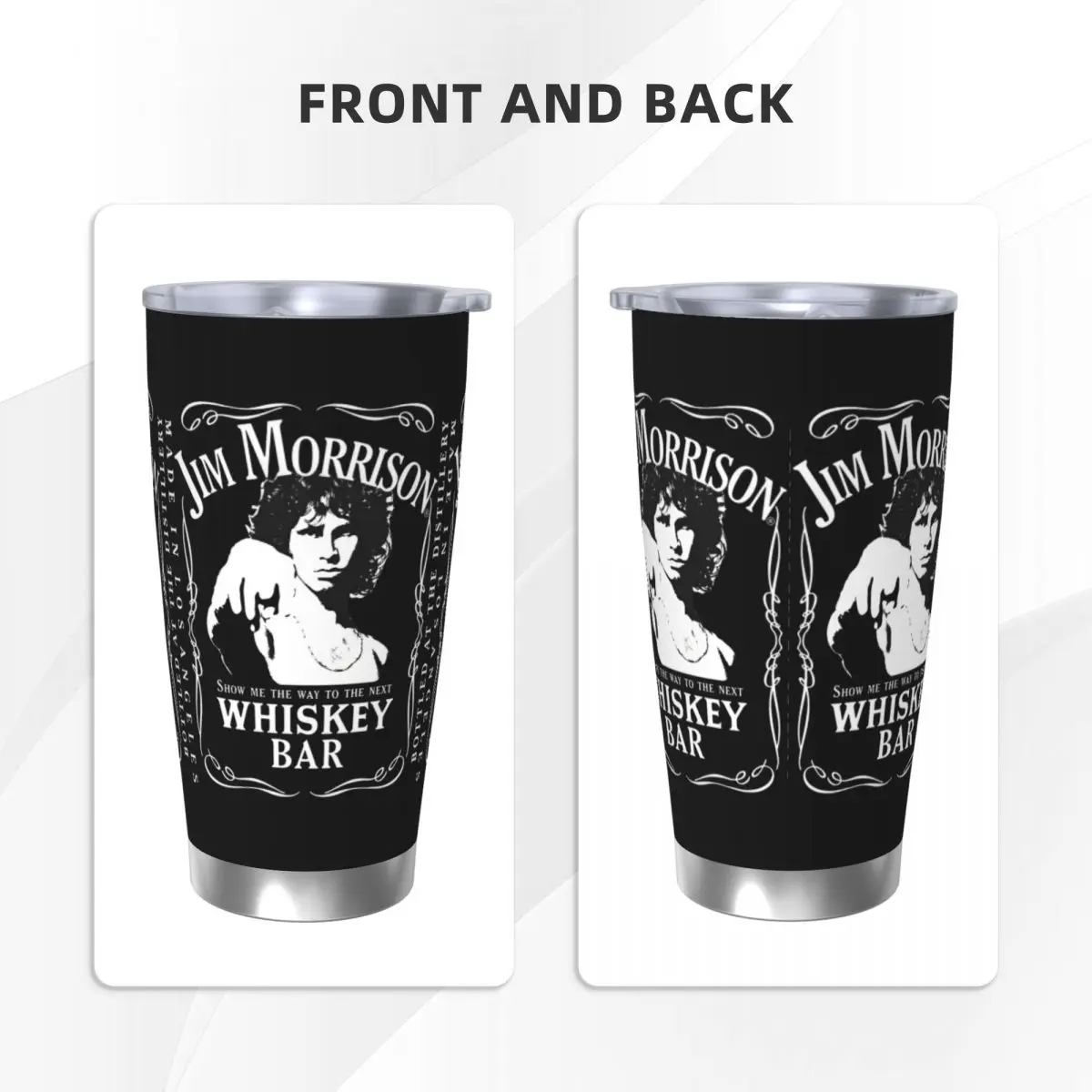 Jim Morrison Insulated Tumbler with Straws The Doors Gate Rock Band Vacuum Coffee Mugs Office Home Thermos Bottle Cups, 20oz