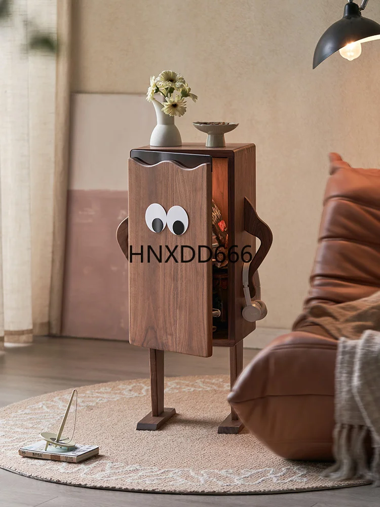 

Solid wood sofa side cabinet with big eyes on the waist