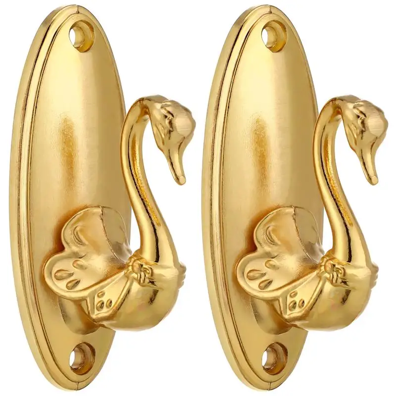 

2pcs Vintage Style Curtain Tieback Hooks Vintage Golden Hooks Hanger Storage Rack Support Bracket Household Accessories